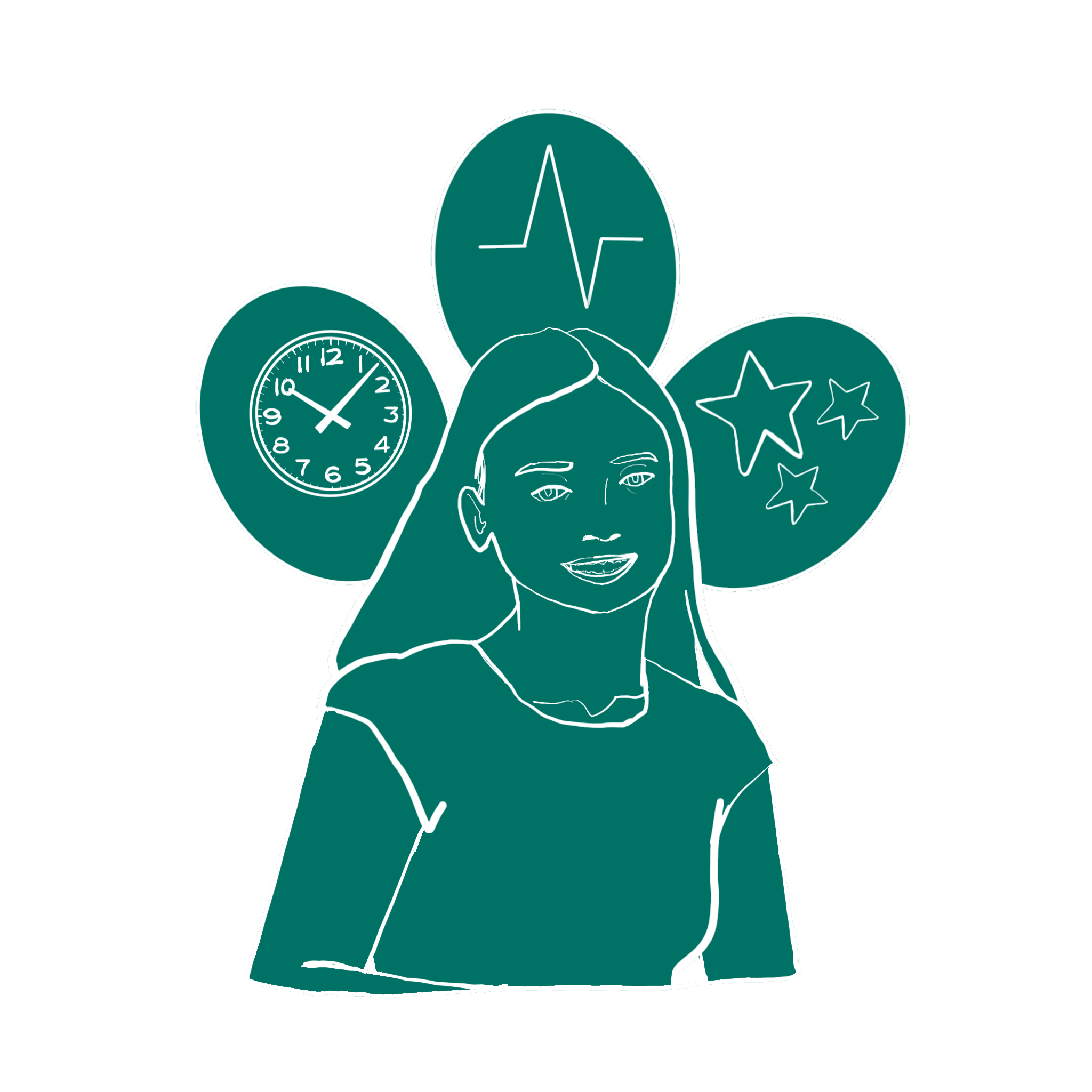 Illustration of an Italian Teacher student surrounded by flexible scheduling, progress and top ratings